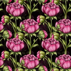 Fototapeta premium Watercolor floral pattern for wrapping paper and textile design with a seamless look
