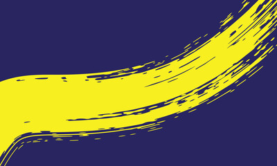 Yellow Brush Stroke on Purple Background, Modern Artistic Design