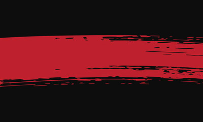Red Brush Stroke on Black Background, Bold Abstract Artistic Design