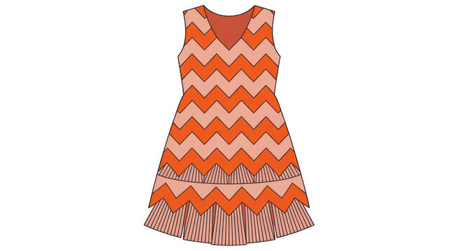 Orange and pink chevron dress orange dress pink dress isolated on a transparent background