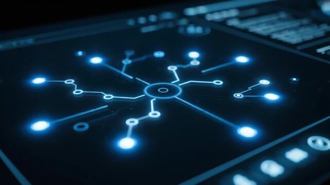 Glowing red network connections on dark interface