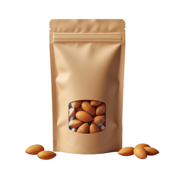Almond packaging bag isolated on transparent background