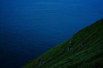 Lush Green Cliffside Overlooking the Azure Ocean