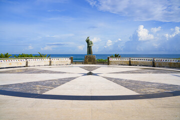 Plaza San Juan Bautista overlooking the Atlantic Ocean in the Capitol District of San Juan, Puerto Rico