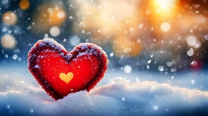Valentine's postcard, snowy heart.