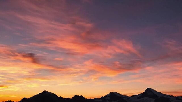 Dramatic Sunset Sky Focus on the high cirrus clouds, illuminated by the setting sun's vibrant colors.