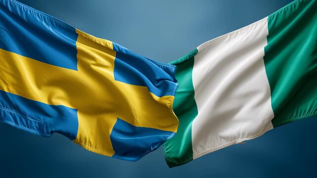 Swedish and Nigerian flags shown together for cultural exchange in a colorful display of unity and friendship