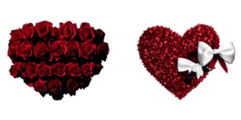 Rose petal heart png elements.