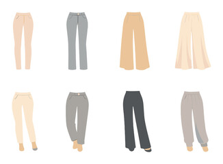 Stylish women's fashion pants in various modern designs and colors