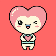 Fototapeta premium Cute heart-shaped character isolated on transparent background