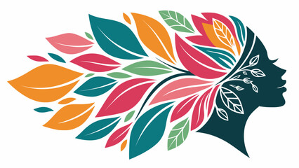 Obraz premium Modern Abstract Symbol of Feminine Power Using Organic Foliage and Leafy Textures, Botanical Concept Art