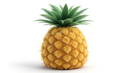 Golden Pineapple: A tropical pineapple, ripe and ready to be enjoyed. Showing the spiky green crown and the vibrant, textured fruit.