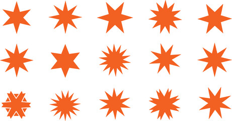Fototapeta premium Starburst Shapes Vector Set Abstract Orange Burst Icons Collection