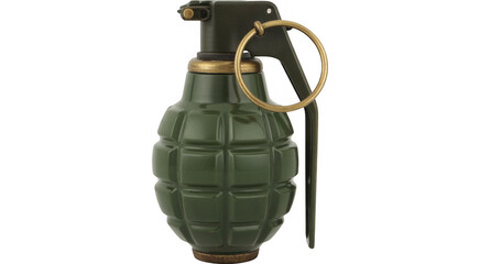Naklejka premium Green military grenade explosive isolated on a transparent background