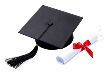 Graduation Cap and Diploma Scroll Symbolizing Achievement