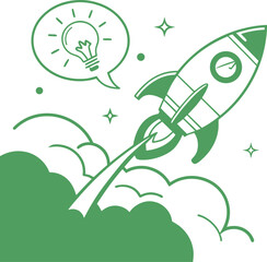 Flat marketing campaign launch icon green flat vector illustration