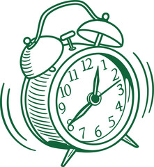 Flat scheduled post clock icon green minimal vector illustration