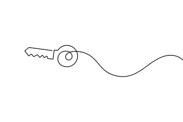 Obraz premium Minimalist single line drawing of a key with a wavy trail