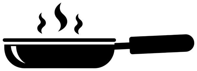 Sizzling pan with steam rising