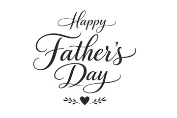 Happy Father's Day elegant calligraphy with heart and leaves decoration