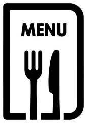 Menu display with utensils