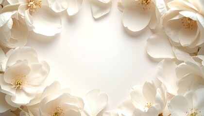 Illustration of beautiful white flowers arranged in a circular pattern on a white background for decoration or design