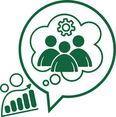 Flat audience insights icon green solid vector illustration