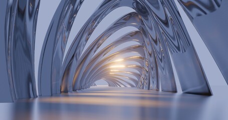 Abstract architecture background arched interior 3d render