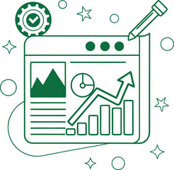 Flat content performance icon minimal green vector illustration