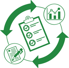 Flat content workflow icon minimal green vector illustration