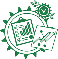 Flat digital metrics report icon green vector illustration