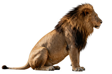 Obraz premium Male Lion with Impressive Mane Sitting Pose