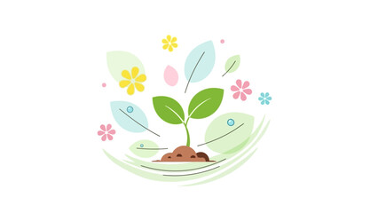 Green Seedling Growing from Soil Illustration.