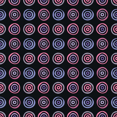 Abstract seamless pattern with circles. Retro Futuristic Neon Rings Pattern &ndash; Psychedelic Vaporwave