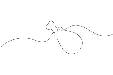Obraz premium Minimalist continuous line drawing of a roasted chicken drumstick