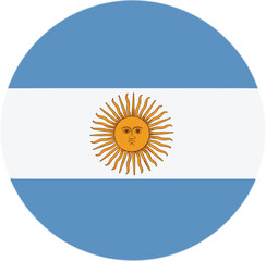 Argentina flag in round circle badge isolated on white background, Argentinian national symbol with sun of May, flat vector illustration