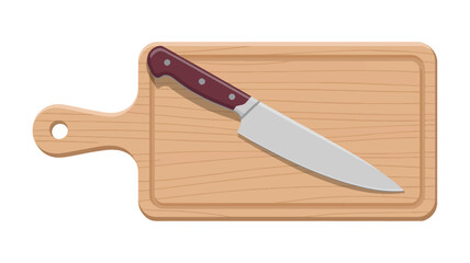 Knife on a wooden cutting board for food preparation