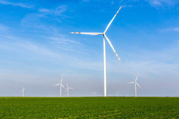 Nice view of the windmill fields in Wielowiec in Poland.
