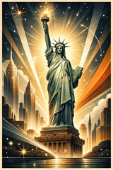 Fototapeta premium Iconic liberty shines brightly.