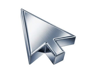 3d chrome cursor icon isolated on transparent background