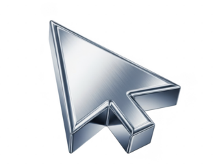 3d chrome cursor icon isolated on transparent background