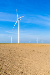 Nice view of the windmill fields in Wielowiec in Poland.