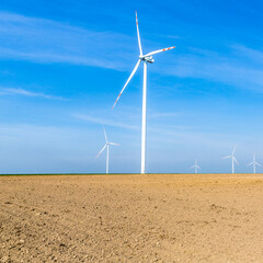Nice view of the windmill fields in Wielowiec in Poland.