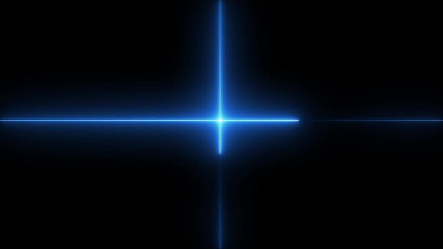 Glowing Blue Cross Laser Light Beam on Dark Background Abstract Digital sci-fi background des