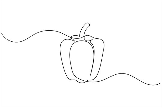 Minimalist continuous one line drawing of a bell pepper vector art