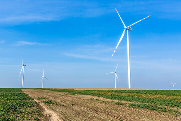 Nice view of the windmill fields in Wielowiec in Poland.