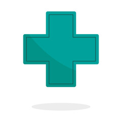 Obraz premium Medical cross icon. Hospital plus symbol. Healthcare aid Vector. Pharmacy green sign.