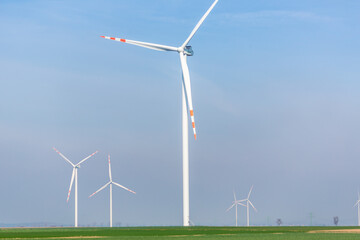 Nice view of the windmill fields in Wielowiec in Poland.