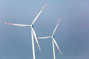Nice view of the windmill fields in Wielowiec in Poland.
