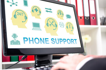 Fototapeta na wymiar Phone support concept on a computer screen